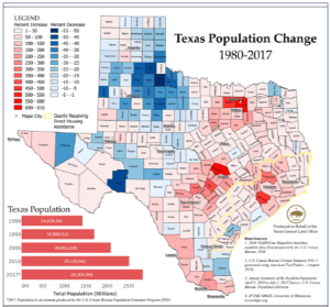 Texas population change 1980 to 2017 in Hurricane Harvey report