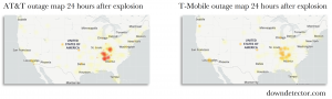 Blue Glacier AT&T & T-Mobile Outage Map after Nashville Christmas Bombing