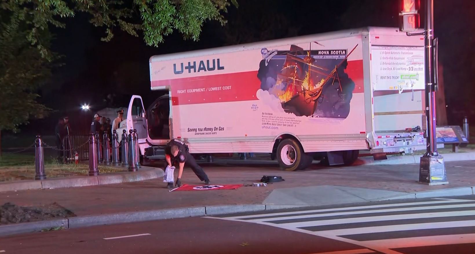 Police investigate a U-Haul truck that tried to get close to the White House. It crashed at Lafayette Park, adjacent to the White House.